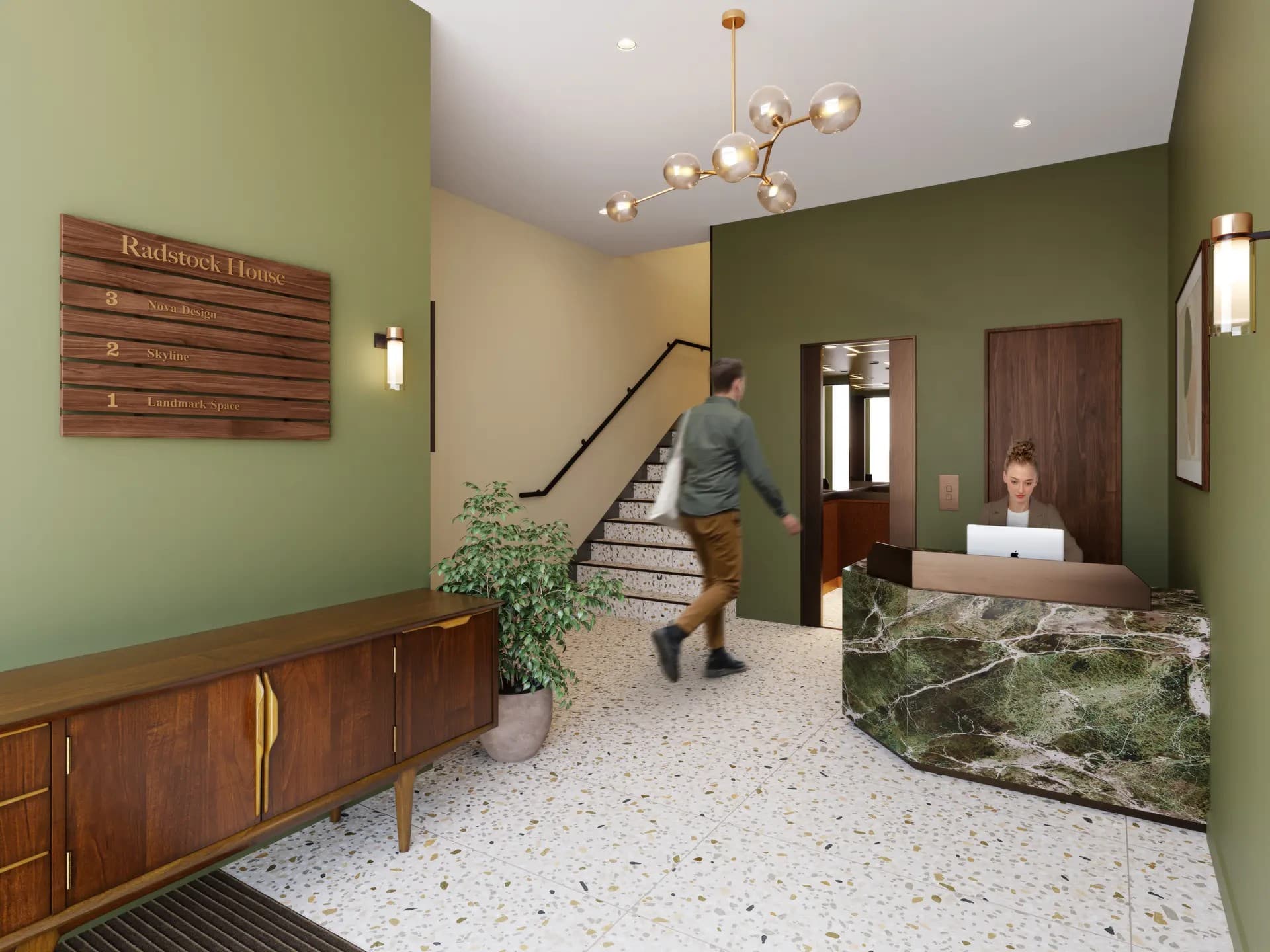 Radstock House reception — the refurbished commercial office interior