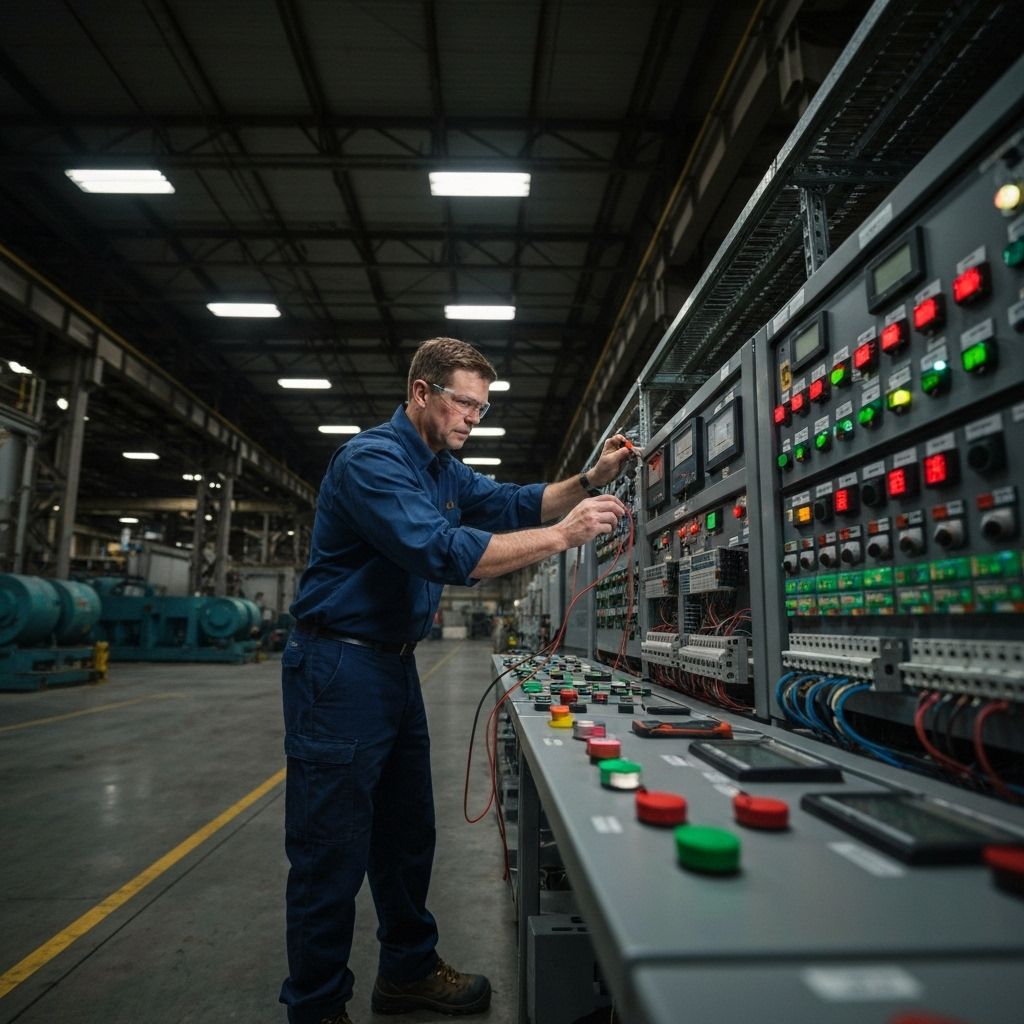 NICEIC approved electrician testing a commercial distribution board